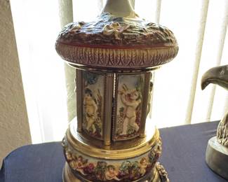 Vintage Reuge Capodimonte Musical Carousel Lipstick/Cigarette Holder