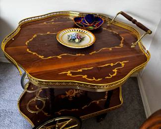 Vintage Italian Sorrento Marquetry Bar Cart
