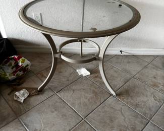 Round Glass Top Bistro Table with Metal Base