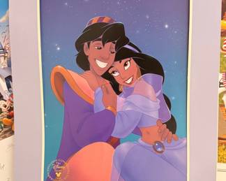 Aladdin and Jasmine Disney Store Commemorative Lithograph