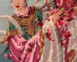 Geisha with Flowers Needlepoint Art