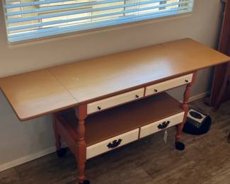 Willet Rolling Cart Drop Leaf Table 62"W x 18"D x 30"H