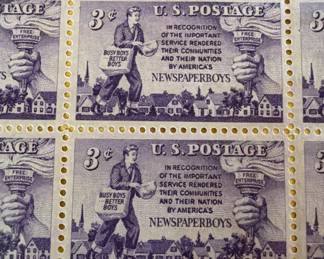 Vintage Newspaper boy postage stamps