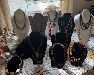 Selection of necklaces costume and sterling