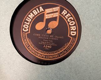 Columbia 78 Record Come unto me