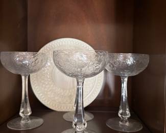Etched champagne glasses