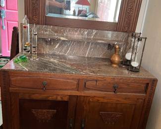 Sideboard/Buffet w/Marble top and Mirror (depression era) $350