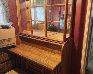 roll top desk and display cabinet