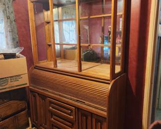 roll top desk and display cabinet