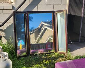 folding mirror, empty propane tanks