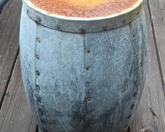 Galvanized Metal "Standard Oil" Drum Side Table