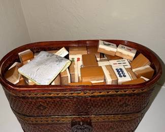 Vintage Chinese Wedding Basket with Mahjong Set