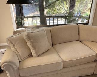 Sectional Sofa with Upholstered Armchairs and Glass Top Coffee Table