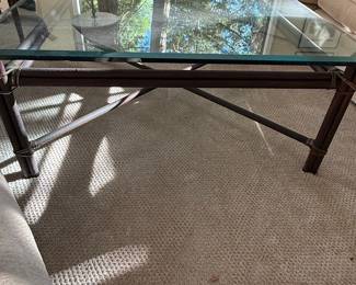 Faux Bamboo and Wrought Iron Glass Top Coffee Table