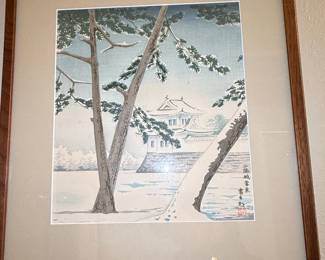 Ukiyo-e Woodblock Print by Tomikichiro Tokuriki, "Nijo Castle Snow Scene"
