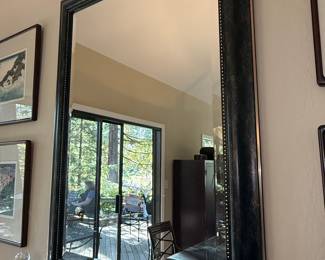 Large Rectangular Black Beaded Frame Mirror