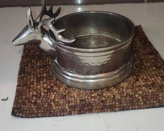 Pewter Stag Head Wine Bottle Coaster Holder