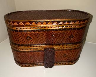 Vintage Chinese Wedding Basket with Mahjong Set