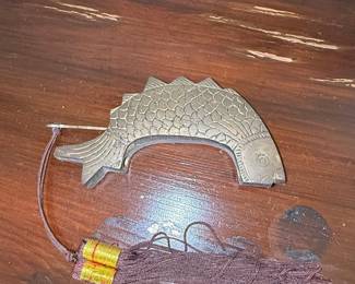 Vintage Brass Fish Letter Opener with Tassel