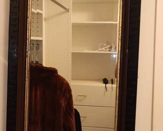 Ornate Dark Wood Framed Wall Mirror with Greek Key Motif