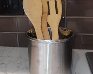 Bamboo Kitchen Utensil Set with Stainless Steel Holder