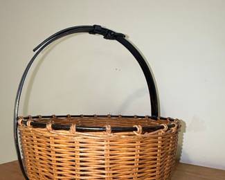 Wicker Basket with Black Metal Handle