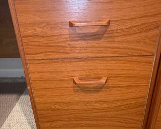 Vintage Danish Teak Two-Drawer Filing Cabinet on Wheels