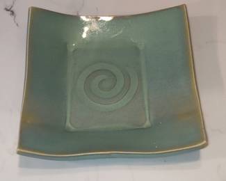 Square Ceramic Trinket Dish with Spiral Motif