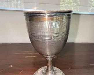 Sterling Silver Goblet with Greek Key and Basketweave Decoration