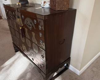 Antique Korean Bandaji Chest with Ornate Brass Fittings
