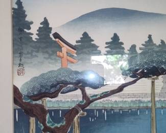 Japanese Woodblock Print - "Snow on Willow Bridge, Ueno" by Kawase Hasui