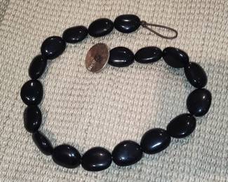 Chaps Black Onyx Bead Necklace with Silver Clasp