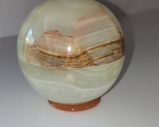 Banded Onyx Sphere with Jadeite Base