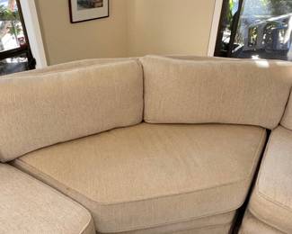 Sectional Sofa with Upholstered Armchairs and Glass Top Coffee Table