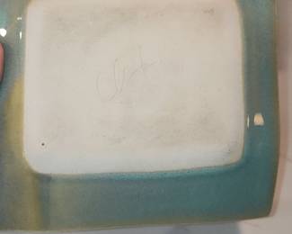 Studio Pottery Rectangular Dish with Teal Glaze
