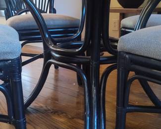 Black Rattan Dining Set with Glass Top