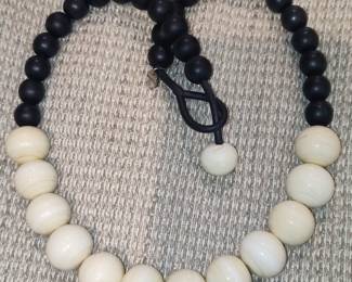 Chunky Black Onyx and Tagua Nut Necklace