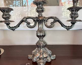 Rogers Silver Plated Triple Arm Candelabra