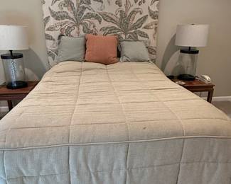 Upholstered Headboard with Tropical Botanical Print