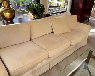 Sectional Sofa with Upholstered Armchairs and Glass Top Coffee Table