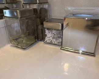 Modern Chrome and Glass Bathroom Accessory Set