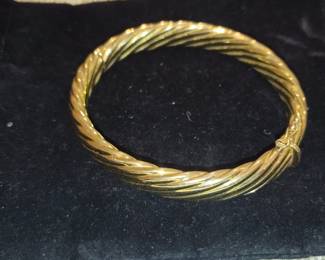 14k Yellow Gold Twisted Rope Bangle Bracelet