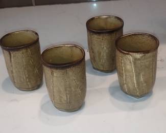 Set of Four Handmade Stoneware Tumblers