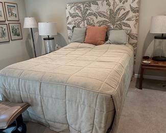 Upholstered Headboard with Tropical Botanical Print