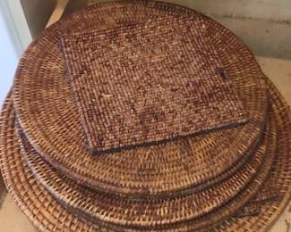 Woven Rattan Placemats and Coaster Set