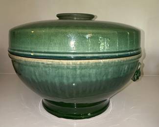 Vintage Hull Pottery "Wildflower" Green Casserole Dish with Lid