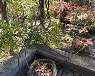Rustic Metal Hanging Planter with Stone Pot