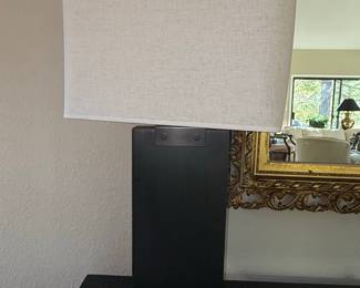 Modern Black Rectangular Table Lamp with Linen Shade