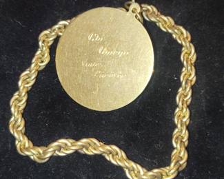 Engraved Gold-Tone Locket Bracelet