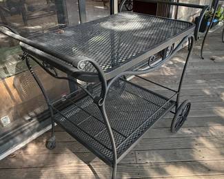 Vintage Wrought Iron Bar Cart by Russell Woodard